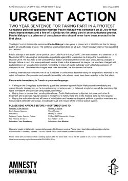 Congo: Further information: Two year sentence for taking part in a
