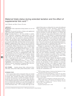 Maternal folate status during extended lactation and - E