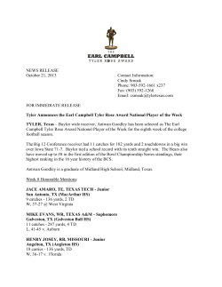 Earl Campbell Week Eight Player of the Week