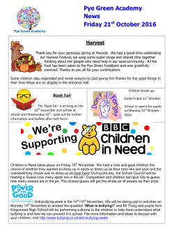 Pye Green Academy News Friday 21st October 2016