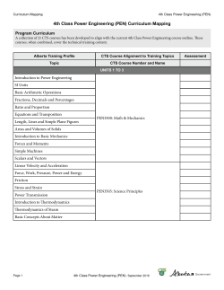 4th Class Power Engineering (PEN) Curriculum Mapping