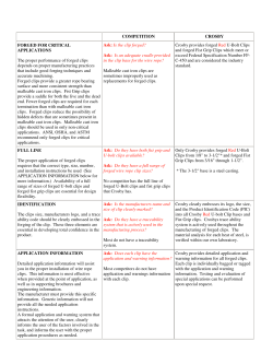 COMPETITION CROSBY FORGED FOR CRITICAL APPLICATIONS