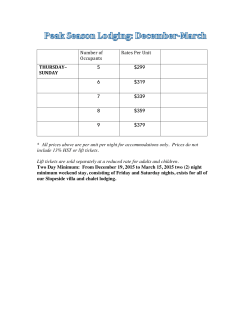 Peak Season Lodging-December to March (THURS-SUN)