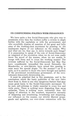 On Confounding Politics with Pedagogics