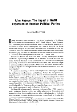 After Kosovo: The Impact of NATO Expansion on Russian Political