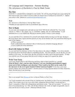 AP Language and Composition &ndash; Summer Reading The Adventures