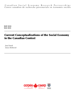 Current Conceptualizations of the Social Economy in the Canadian
