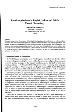 Pseudo-equivalents in English, Italian and Polish Faunal