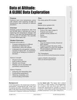 Data at Altitude: A GLOBE Data Exploration