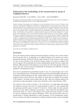 Elaboration of the methodology of dew measurement by means of