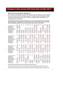 Changes to Abus service 349 during April and May 2017