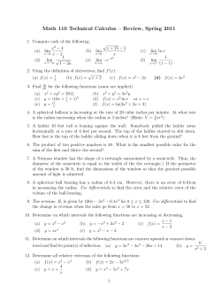 Math 110 Technical Calculus &ndash; Review, Spring 2011