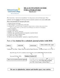 MLA 8 CITATION GUIDE FOR LITERATURE Parts of the citation for