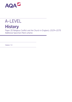 A-level History Additional Specimen mark scheme Paper 2D