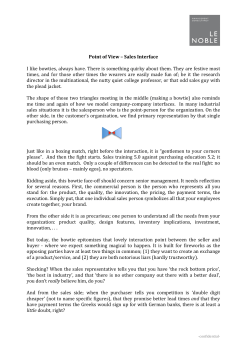Point of View &ndash; Sales Interface I like bowties, always have. There is