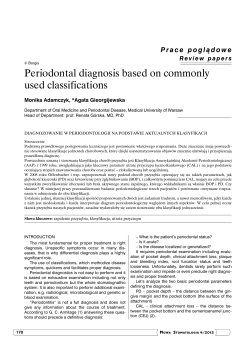 Periodontal diagnosis based on commonly used classifications
