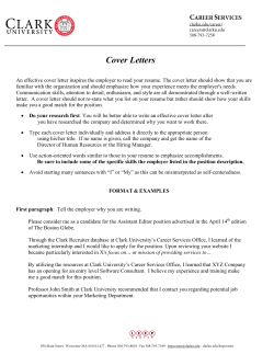 Cover Letters - Clark University