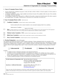 Statement of Organization - Maryland State Board of Elections