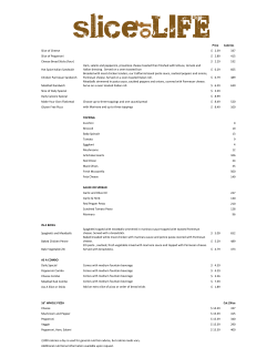 Price Calories Slice of Cheese 2.39 $ 337 Slice of Pepperoni 2.89