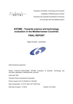 Towards science and technology evaluation in the Mediterranean