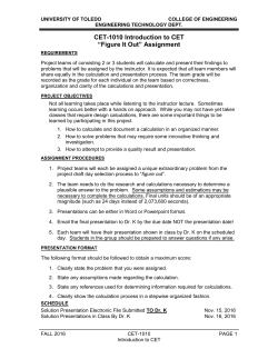 CET-1010 Introduction to CET Figure It Out