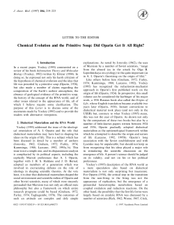 Chemical Evolution and the Primitive Soup: Did Oparin Get