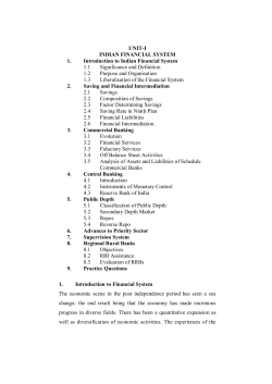UNIT-I INDIAN FINANCIAL SYSTEM 1. Introduction to Indian