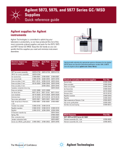 Agilent 5973, 5975, and 5977 Series GC/MSD Supplies