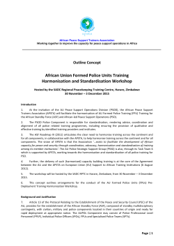 African Union Formed Police Units Training Harmonisation and