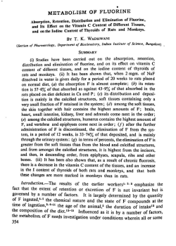Metabolism of Fluorine - Journal of the Indian Institute of Science
