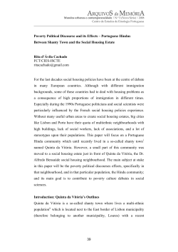 Poverty Political Discourse and its Effects &ndash; Portuguese Hindus