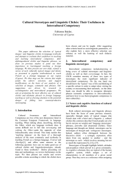 Cultural Stereotypes and Linguistic Clich&eacute;s: Their Usefulness in