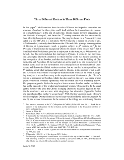 Three Different Electras in Three Different Plots