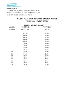 routes time table time table number cot beach faros 1 07:30 08:30 2