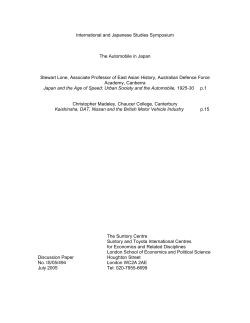 International and Japanese Studies Symposium The Automobile in