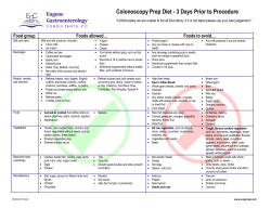 Colonoscopy Prep Diet - 3 Days Prior to Procedure
