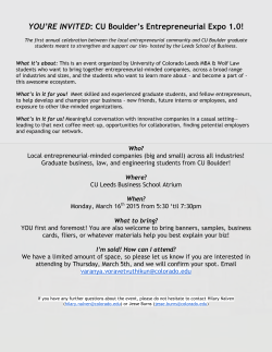 YOU`RE INVITED: CU Boulder`s Entrepreneurial Expo 1.0!