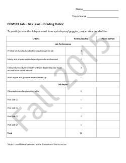 CHM101 Lab &ndash; Gas Laws &ndash; Grading Rubric