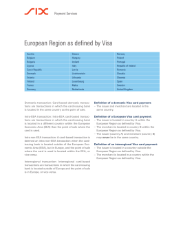 European Region as defined by Visa