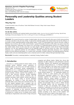 Personality and Leadership Qualities among Student Leaders