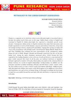 mythology in the girish karnad`s hayavadana