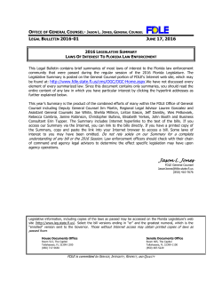Legislative Summary - Florida Department of Law Enforcement