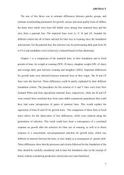ABSTRACT The aim of this thesis was to estimate differences