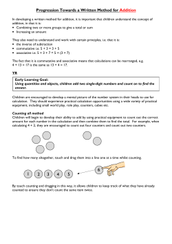 Progression Towards a Written Method for Addition