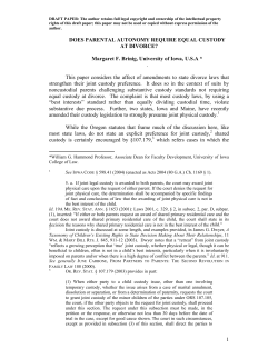 DOES PARENTAL AUTONOMY REQUIRE EQUAL