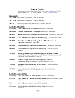 Agust&iacute;n Fuentes - Department of Anthropology