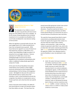 Iowa General Assembly Update State Representative Jim Carlin