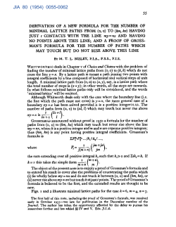 Derivation of a New Formula for the Number of Lattice Paths from ( 0