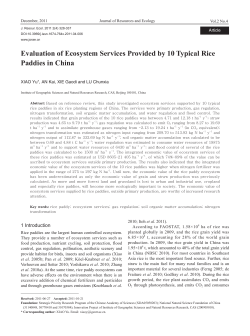 Evaluation of Ecosystem Services Provided by 10 Typical Rice