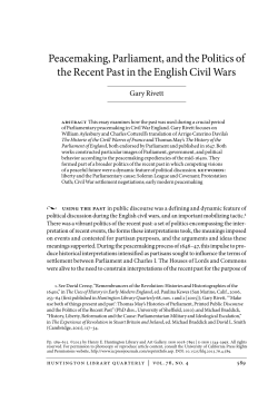 Peacemaking, Parliament, and the Politics of the Recent Past in the